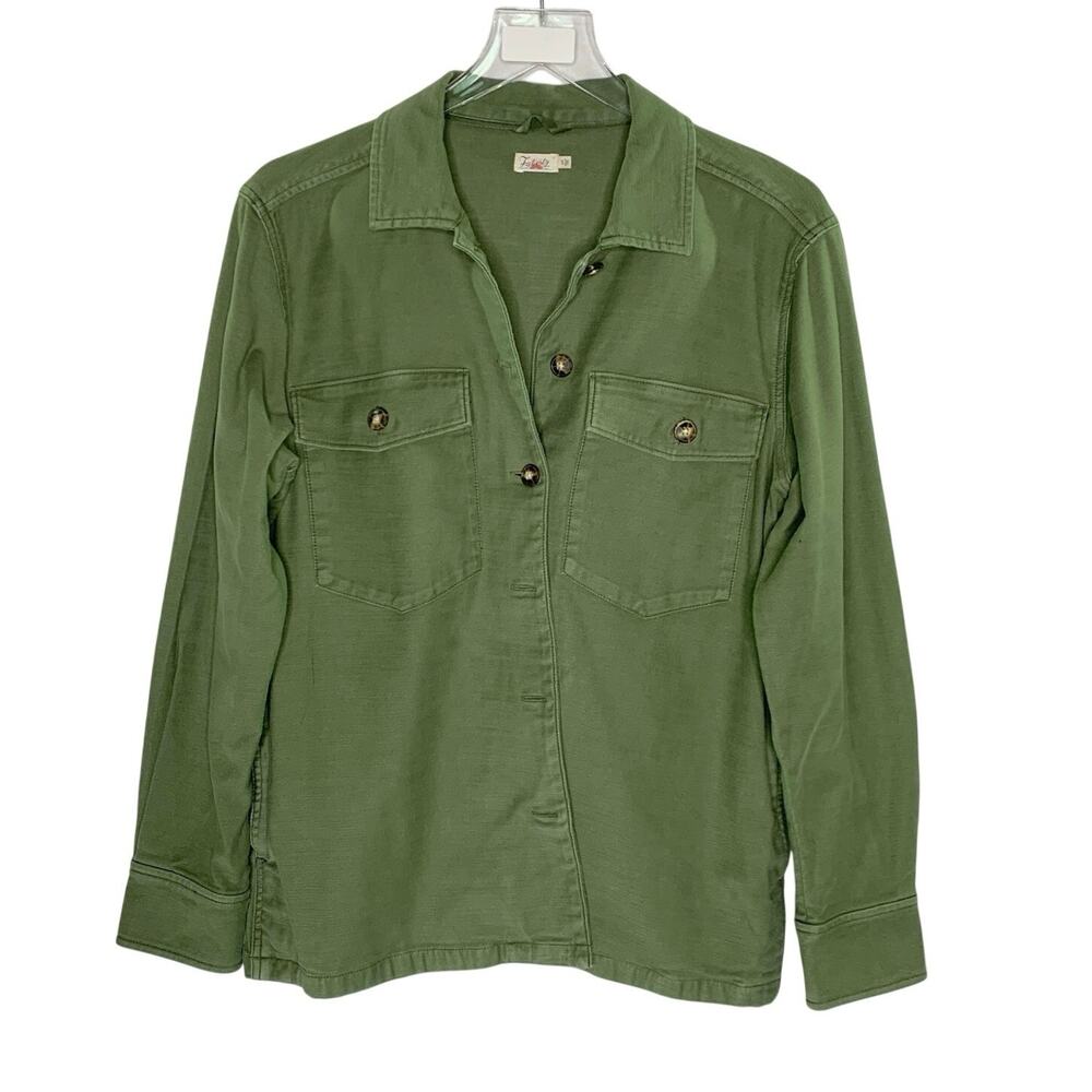 Faherty Brand Womens Savannah Cotton Overshirt S Fatigue Green Cotton Blend